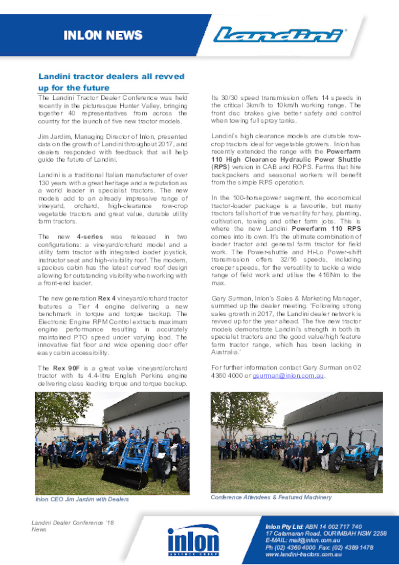 Landini Tractor Dealers Revved Up for the Future
